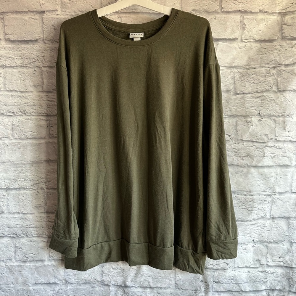 PREOWNED AVA & VIV GREEN LONG SLEEVE PULLOVER SWEATSHIRT PLUS SIZE 2X